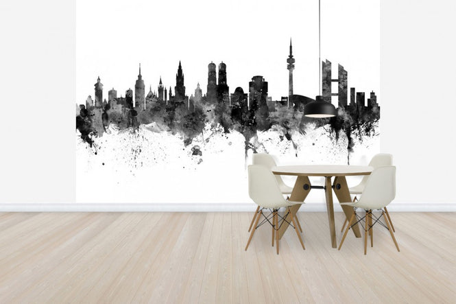 PHOTOWALL / Munich Skyline, black and white (e30571)