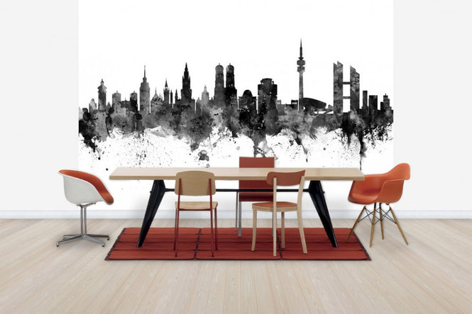 PHOTOWALL / Munich Skyline, black and white (e30571)