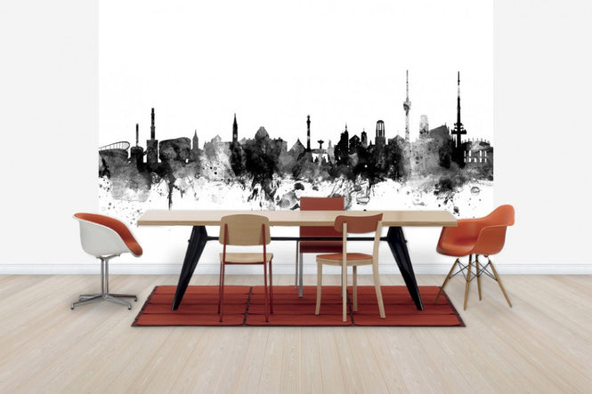 PHOTOWALL / Stuttgart Skyline, black and white (e30575)