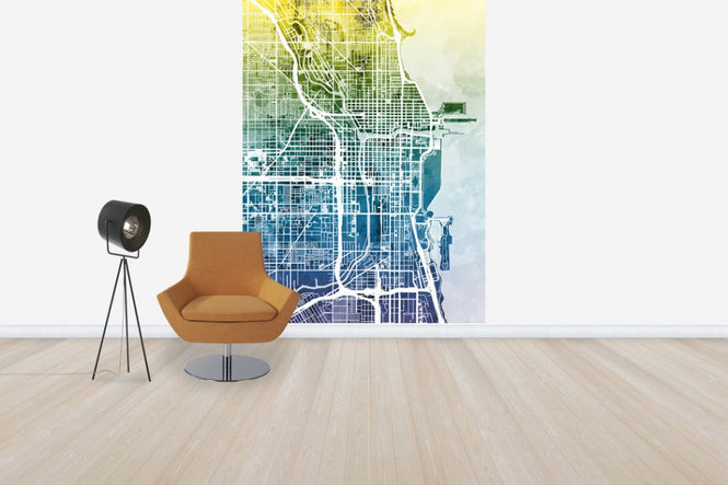 PHOTOWALL / Chicago Street Map Bluegreen (e50080)