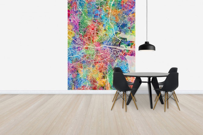 PHOTOWALL / Dublin Street Map Multicolour (e50084)