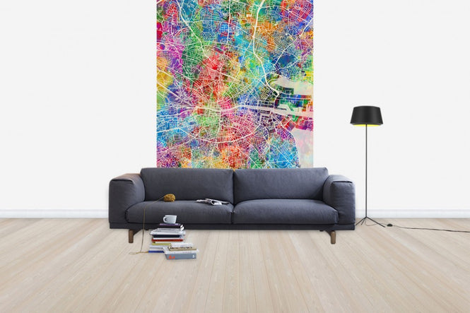 PHOTOWALL / Dublin Street Map Multicolour (e50084)