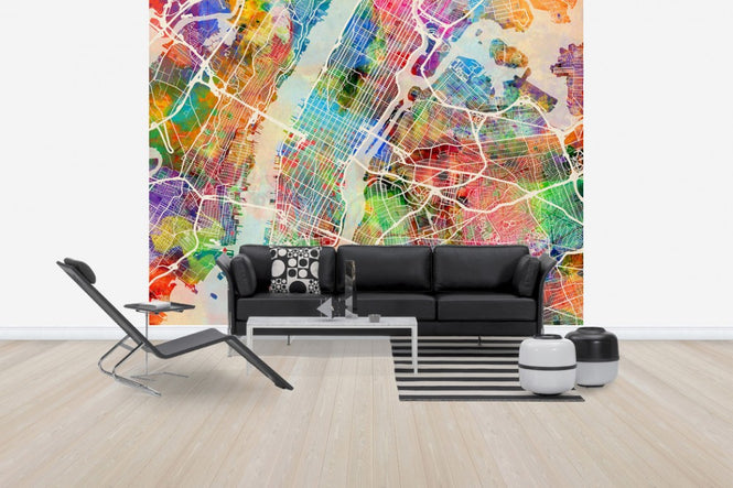 PHOTOWALL / New York Street Map Multicolour (e50101)