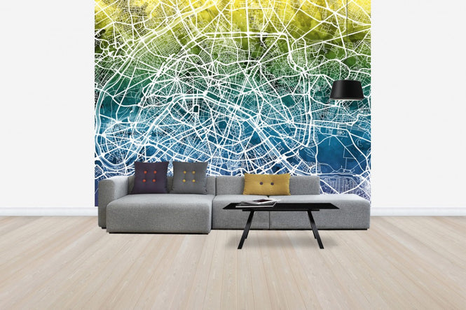 PHOTOWALL / Paris Street Map Bluegreen (e50103)