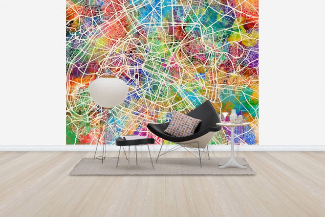 PHOTOWALL / Paris Street Map Multicolour (e50104)