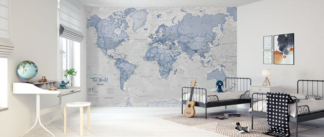 PHOTOWALL / World Map Political Blue (e316090)
