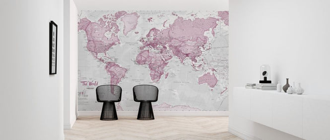 PHOTOWALL / World Map Political Pink (e316091)