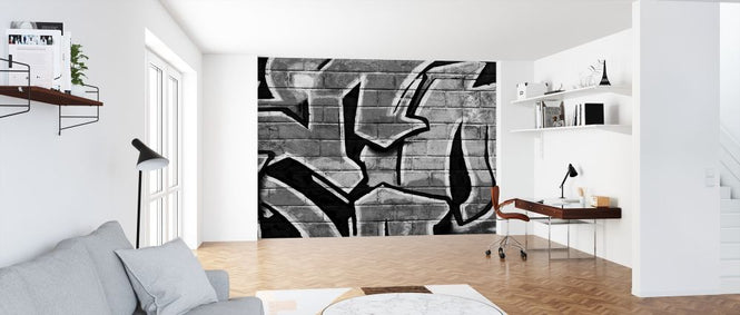 PHOTOWALL / Graffiti Brick Wall - BW (e320890)