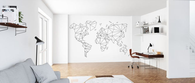 PHOTOWALL / Geometric World Map Black (e321183)