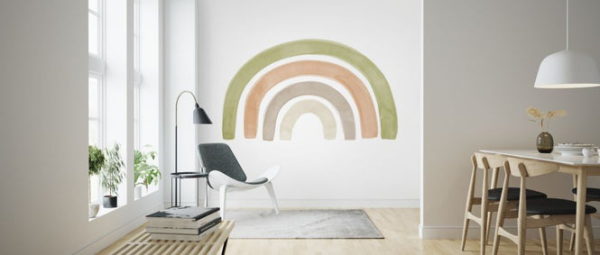 PHOTOWALL / Watercolor Rainbow Green and Orange (e321186)