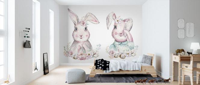 PHOTOWALL / Bunnies with Flowers (e325082)