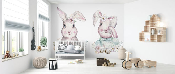 PHOTOWALL / Bunnies with Flowers (e325082)