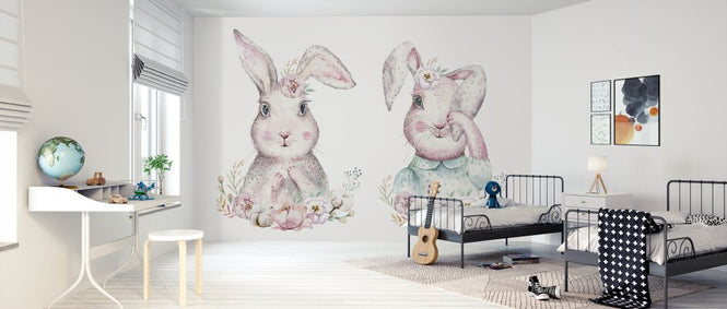 PHOTOWALL / Bunnies with Flowers (e325082)