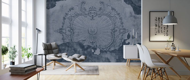 PHOTOWALL / Cracked wall with Ornament - Blue (e328530)