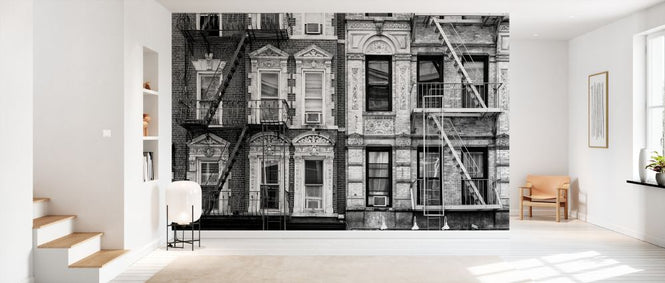 PHOTOWALL / Black Manhattan - Two Fire Escape Stairs (e328643)