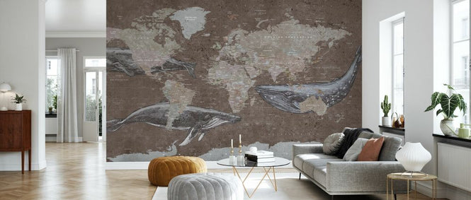 PHOTOWALL / Whale Map - Brown (e330017)