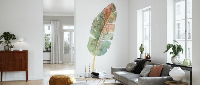 PHOTOWALL / Boho Tropical Leaf on White (e330890)