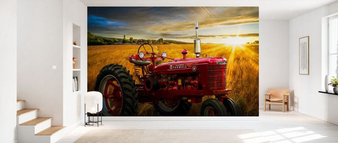 PHOTOWALL / Red Tractor in Sunset Gold (e332509)
