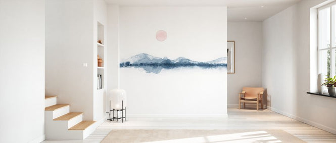 PHOTOWALL / Sunset Watercolor in Blue and Pink (e333887)