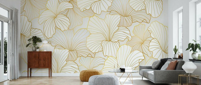 PHOTOWALL / Golden Floral Line Art II (e334460)