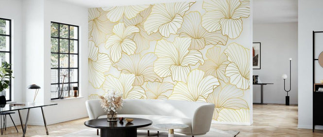 PHOTOWALL / Golden Floral Line Art II (e334460)