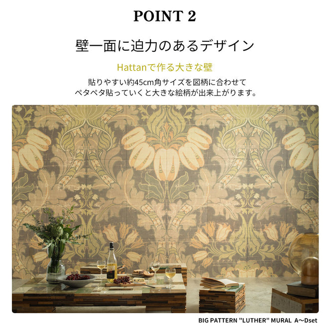 はがせる 壁紙 【Hattan Pattern】NLXL Paradis Noir Aset HRMRV-01A(6枚セット)