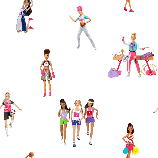はがせる シール壁紙 wallshoppe / Barbie x wallshoppe / Barbie The Athlete White