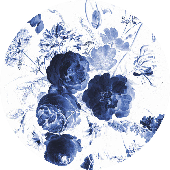 輸入壁紙 KEK Amsterdam / FLORA & FAUNA / WALLPAPER CIRCLES ROYAL BLUE FLOWERS CK-001