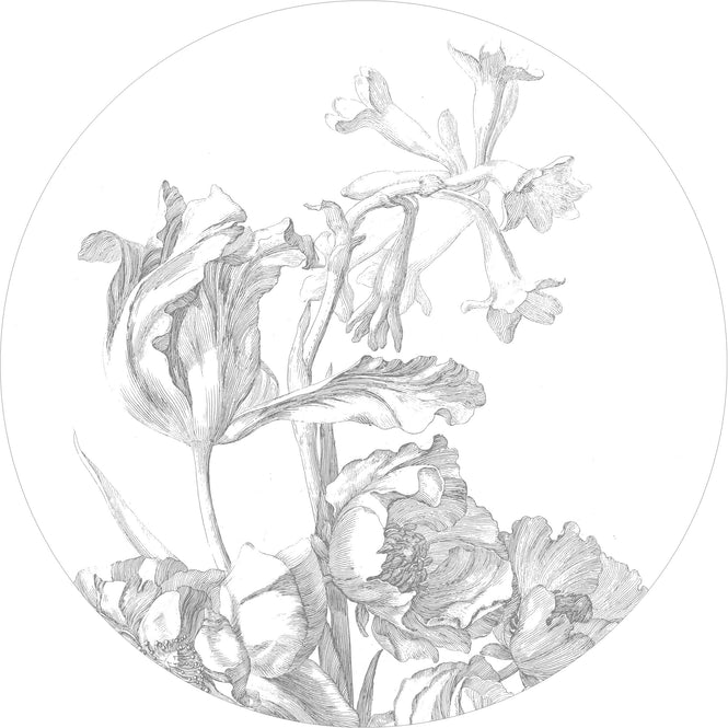 輸入壁紙 KEK Amsterdam / LANDSCAPES & MARBLE / WALLPAPER CIRCLES ENGRAVED FLOWERS CK-059