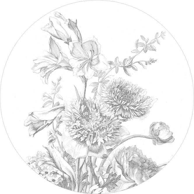 輸入壁紙 KEK Amsterdam / LANDSCAPES & MARBLE / WALLPAPER CIRCLES ENGRAVED FLOWERS CK-061