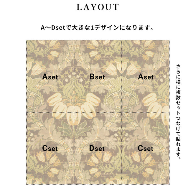 はがせる 壁紙 【Hattan Pattern】NLXL BIG PATTERN "LUTHER" MURAL Bset HMRV-02B(6枚セット)