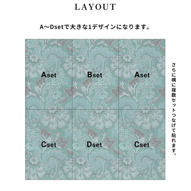 はがせる 壁紙 【Hattan Pattern】NLXL BIG PATTERN "PAOLA" MURAL Aset HMRV-03A(6枚セット)