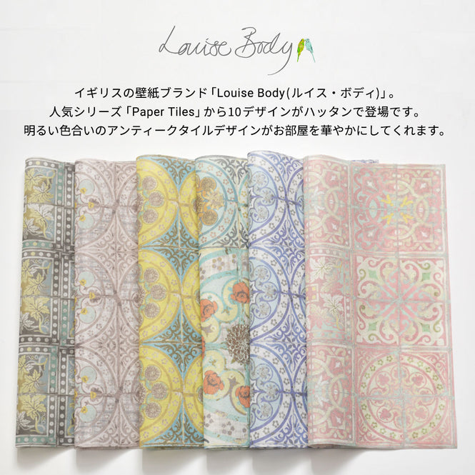 はがせる 壁紙 【Hattan Pattern】Louise Body / Orange Rose HLBY-05(6枚セット)