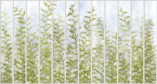 KOZIEL / Papier peint panoramique grande verriere blanche et bambous LPV021XL