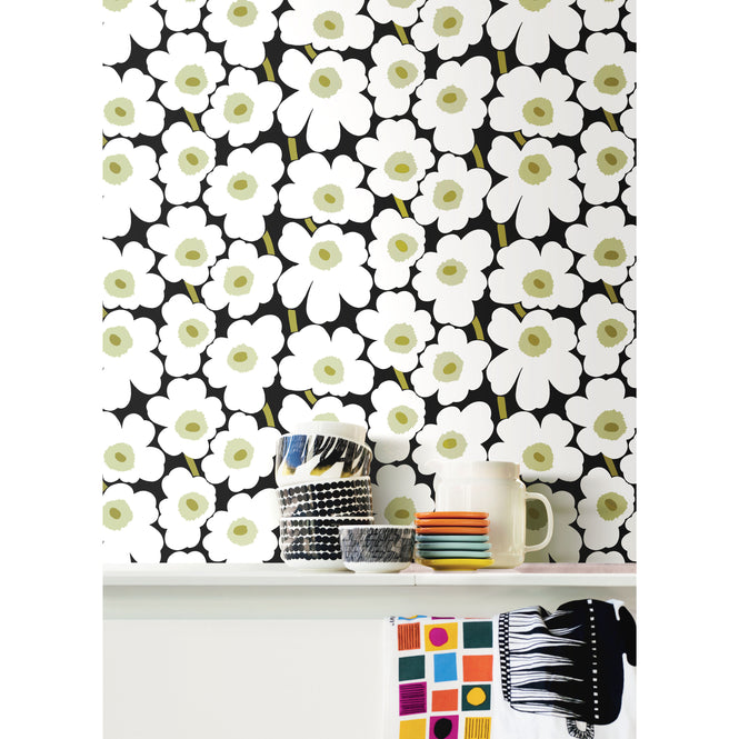 はがせる シール 壁紙 marimekko × NU WALLPAPER / Black Pieni Unikko  / MKS4494