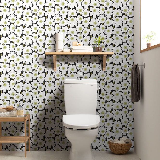 はがせる シール 壁紙 marimekko × NU WALLPAPER / Black Pieni Unikko  / MKS4494