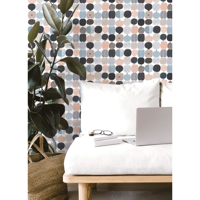 はがせる シール 壁紙 marimekko × NU WALLPAPER / Pink and Grey Kompotti  / MKS4500