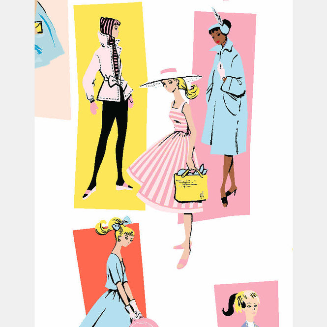 はがせる シール壁紙 wallshoppe / Barbie x wallshoppe / Mod Shapes Daffodil Persimmon