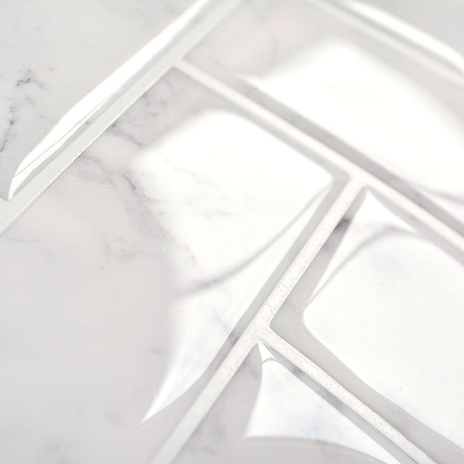 BACKSPLASH タイルシート / HERRINGBONE CARRARA MARBLE / NH2358