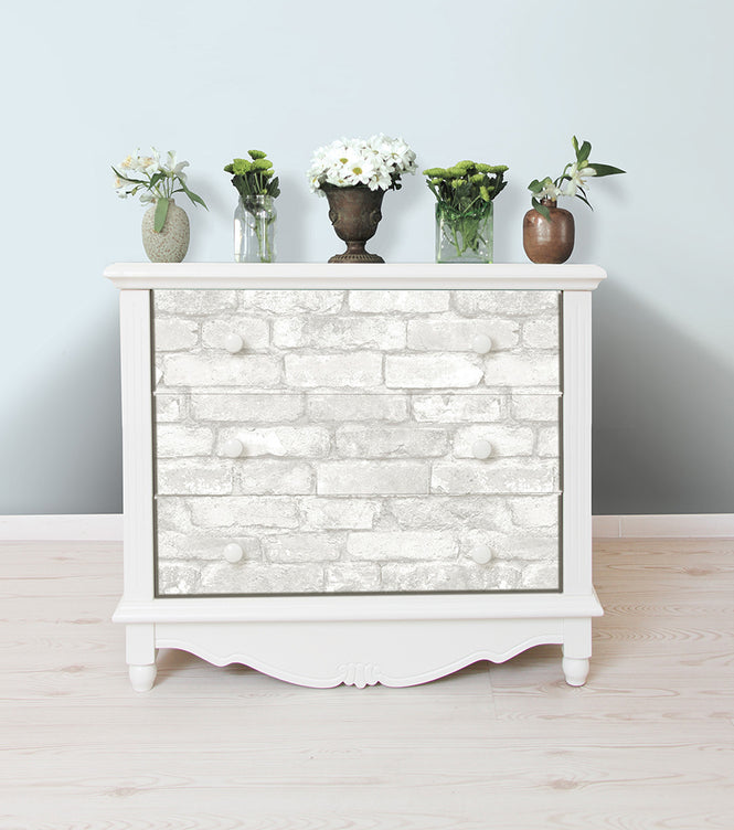 はがせる シール 壁紙 NU WALLPAPER Grey and White Brick Peel And Stick Wallpaper / NU1653(NU3010)