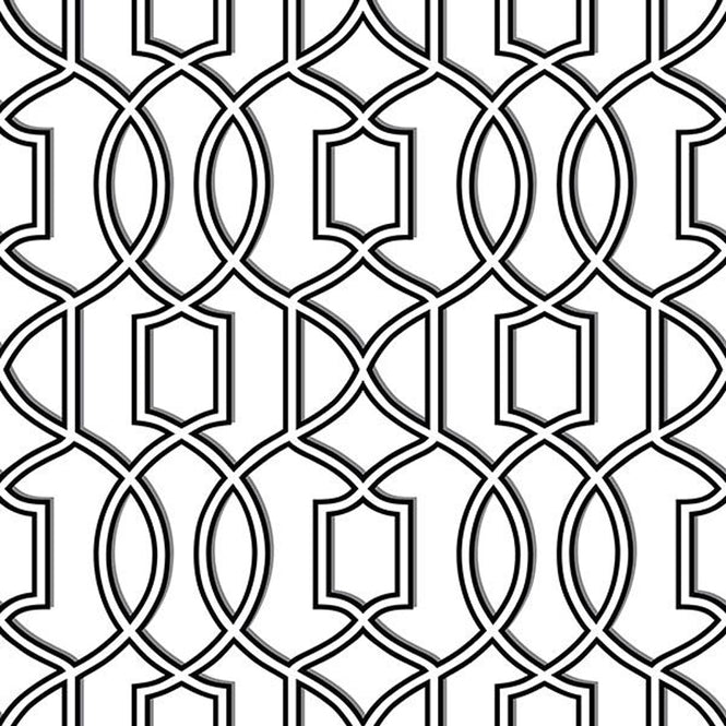 【予約受付】はがせる シール 壁紙 NU WALLPAPER / Uptown Trellis Black/White Peel And Stick Wallpaper / NU1696