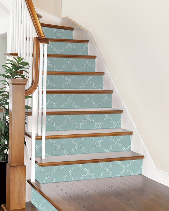 【予約受付】はがせる シール 壁紙 NU WALLPAPER / Slate Blue Quatrefoil Peel And Stick Wallpaper / NU1826