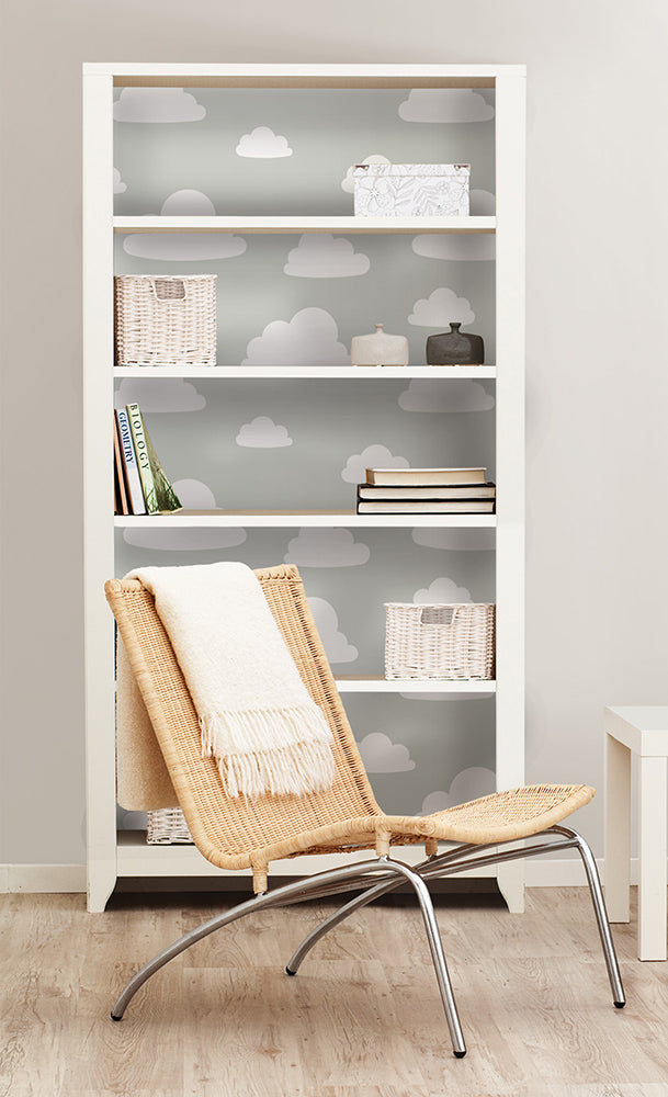 【予約受付】はがせる シール 壁紙 NU WALLPAPER / Clouds Grey Peel and Stick Wallpaper / NU1931