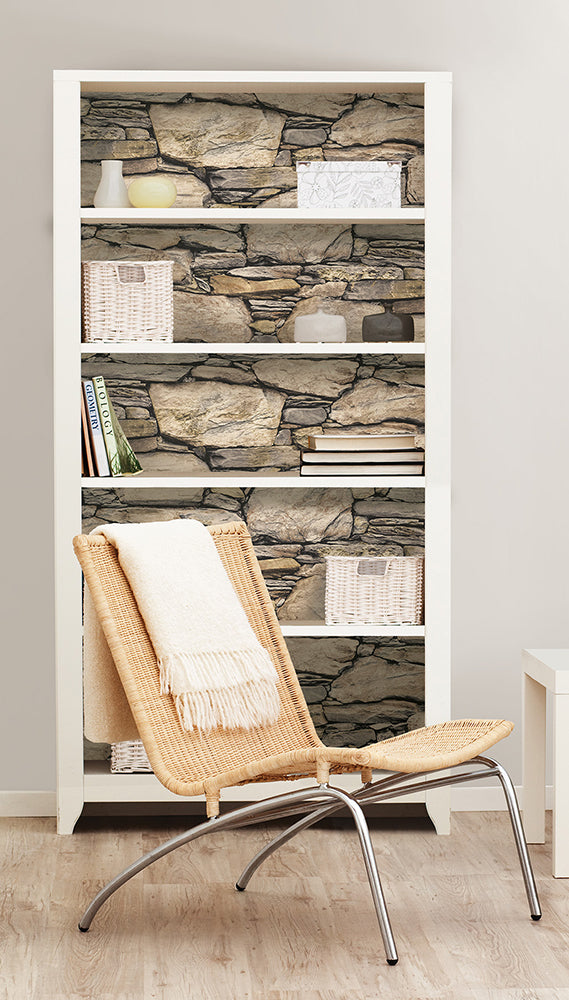 はがせる シール 壁紙 NU WALLPAPER / Hadrian Stone Wall Peel and Stick Wallpaper / NU2065(NUS2065)