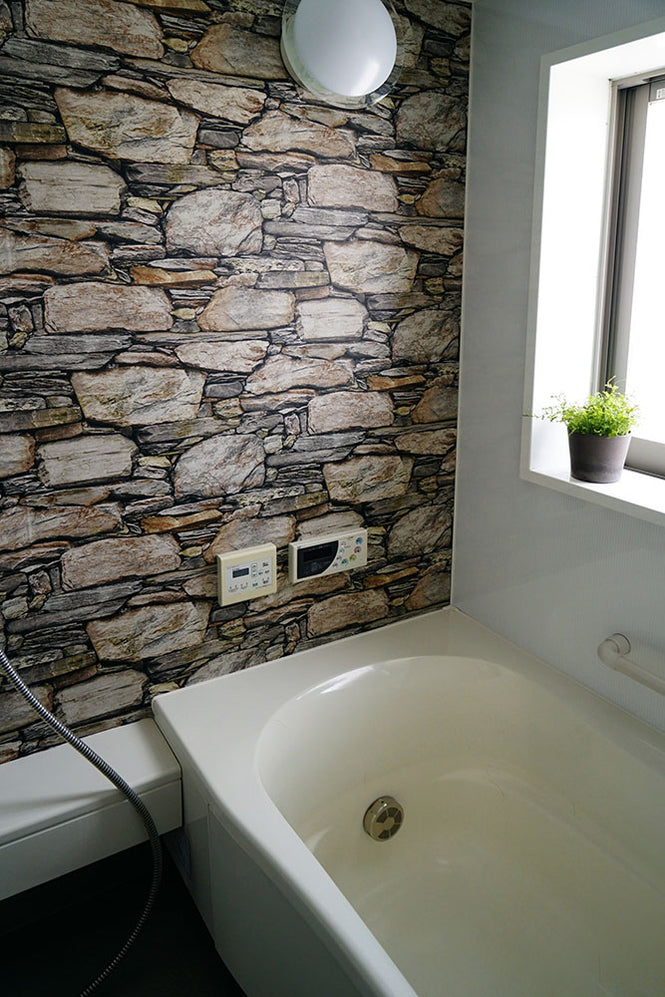 はがせる シール 壁紙 NU WALLPAPER / Hadrian Stone Wall Peel and Stick Wallpaper / NU2065(NUS2065)