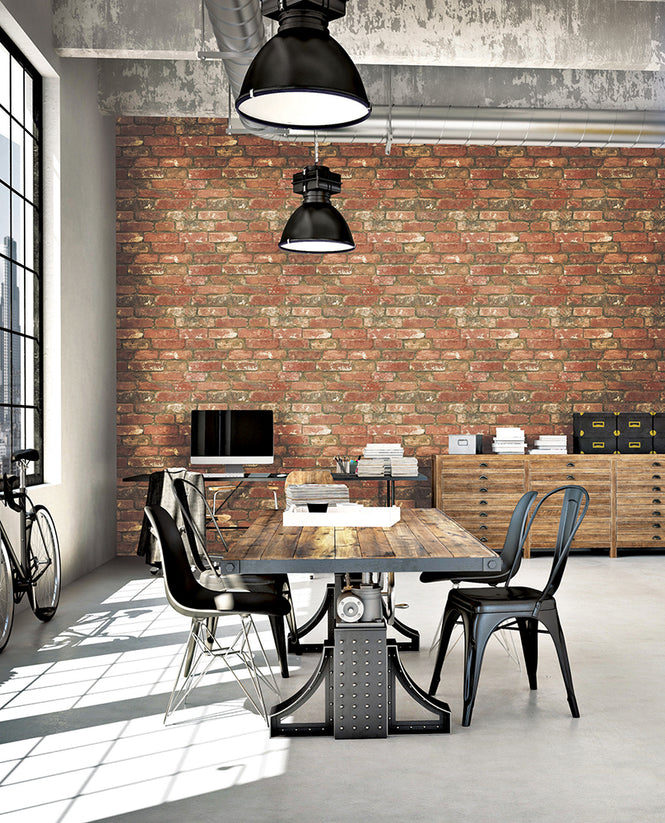 はがせる シール 壁紙 NU WALLPAPER / West End Brick Peel and Stick Wallpaper / NU2214