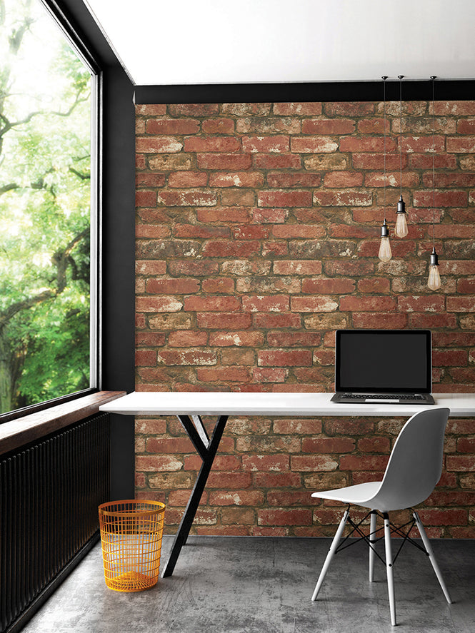【予約受付】はがせる シール 壁紙 NU WALLPAPER / West End Brick Peel and Stick Wallpaper / NU2214