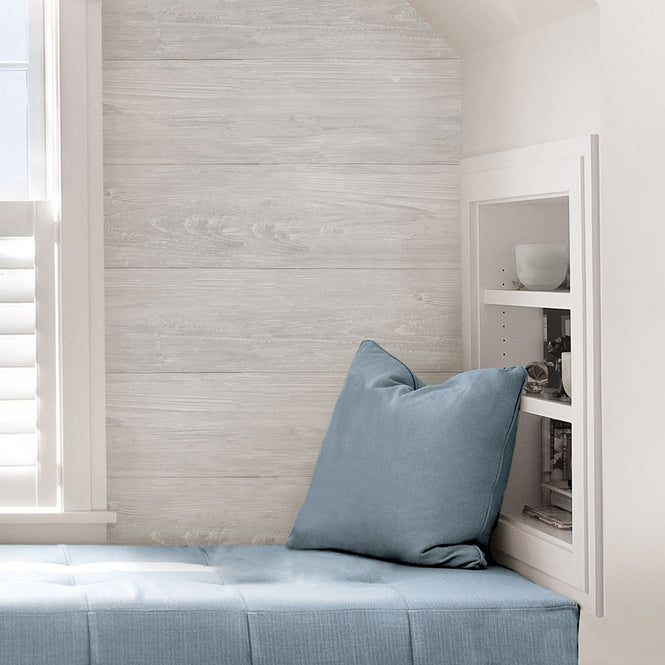 はがせる シール 壁紙 NU WALLPAPER / GREY WOOD PLANK Peel And Stick Wallpaper / NU2397(NUS2397)