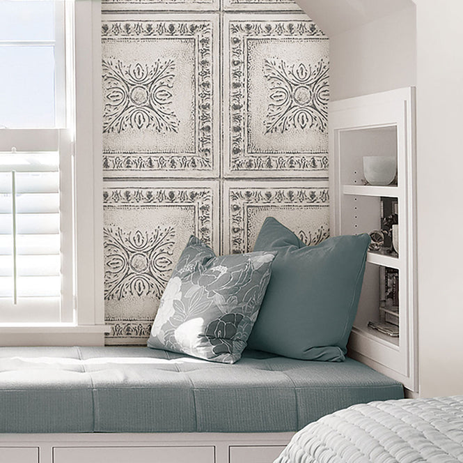 はがせる シール 壁紙 NU WALLPAPER / RECLAIMED TIN Peel And Stick Wallpaper / NU2495