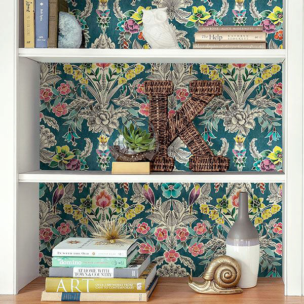 はがせる シール 壁紙 NU WALLPAPER / Summer Love Teal Peel & Stick Wallpaper / NU3037